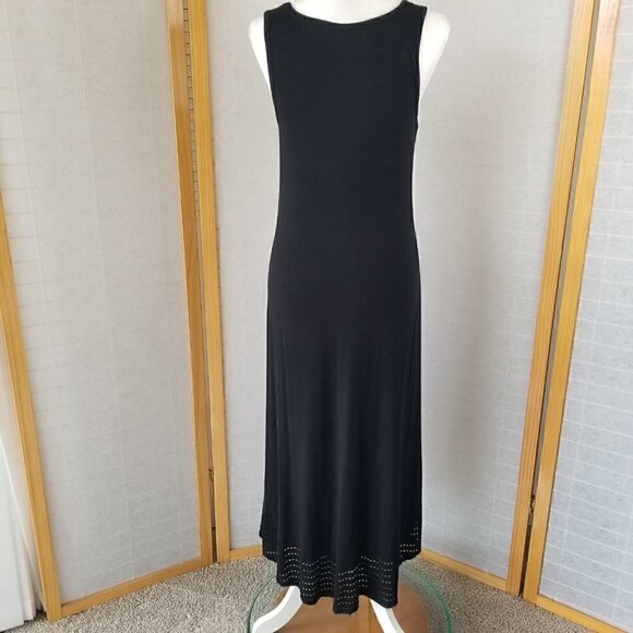 Spense Black Maxi Tank Dress Size Small Eyelet Trim - Picture 6 of 8